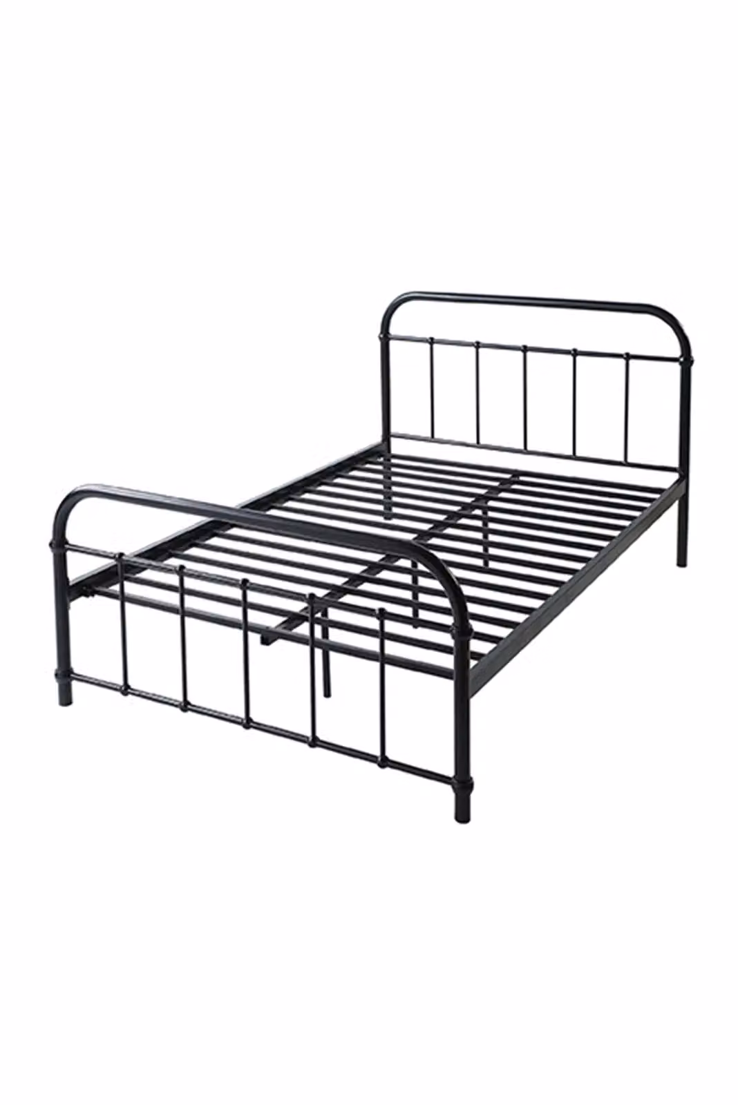 SlumberWorx Tewin Vintage Hospital Style Metal Bed Frame in Black, W/D/H: 140 x 200 x 146 cm – 5