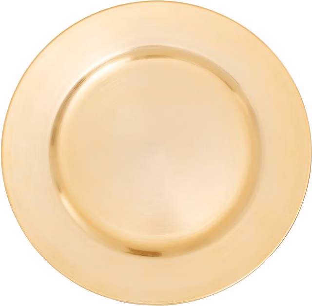 Orsina Dia Gold Finish Flat Style Charger Plate Serving Platter in Gold