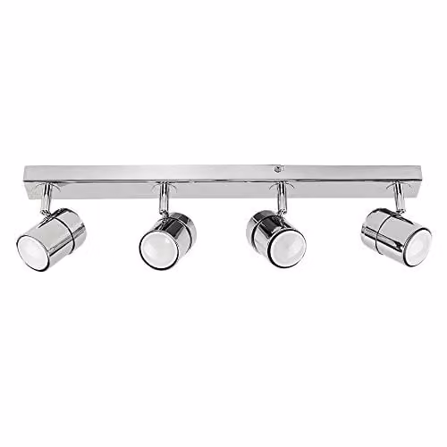 ValueLights Rosie 4 Way Adjustable Bar Ceiling Spotlight Fitting in Chrome and Silver – 1
