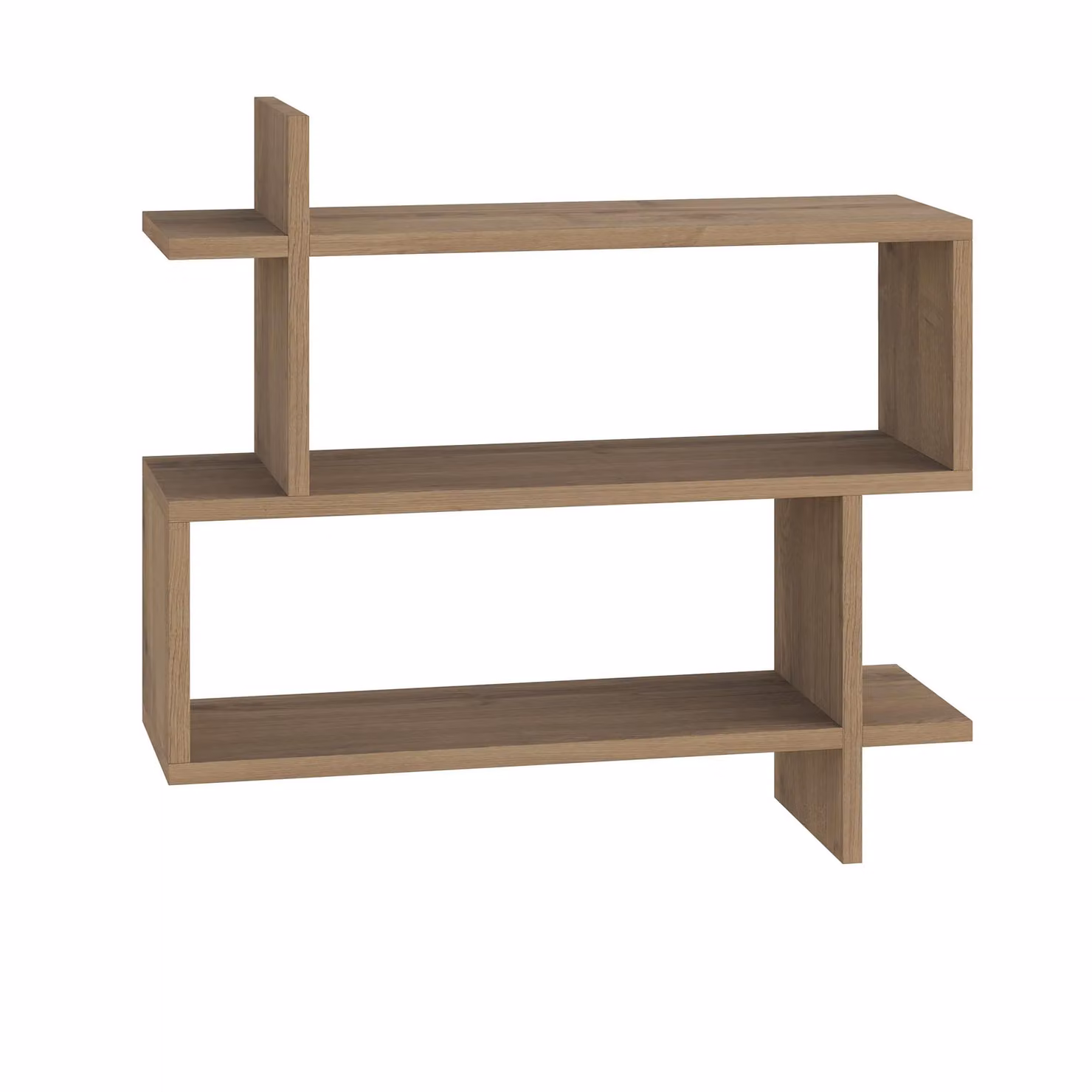Decortie Paralel Wall Mounted Modern 2-Tier Bookcase Display Unit in Brown, W: 70 cm, H: 22 cm, D: 66 cm – 2