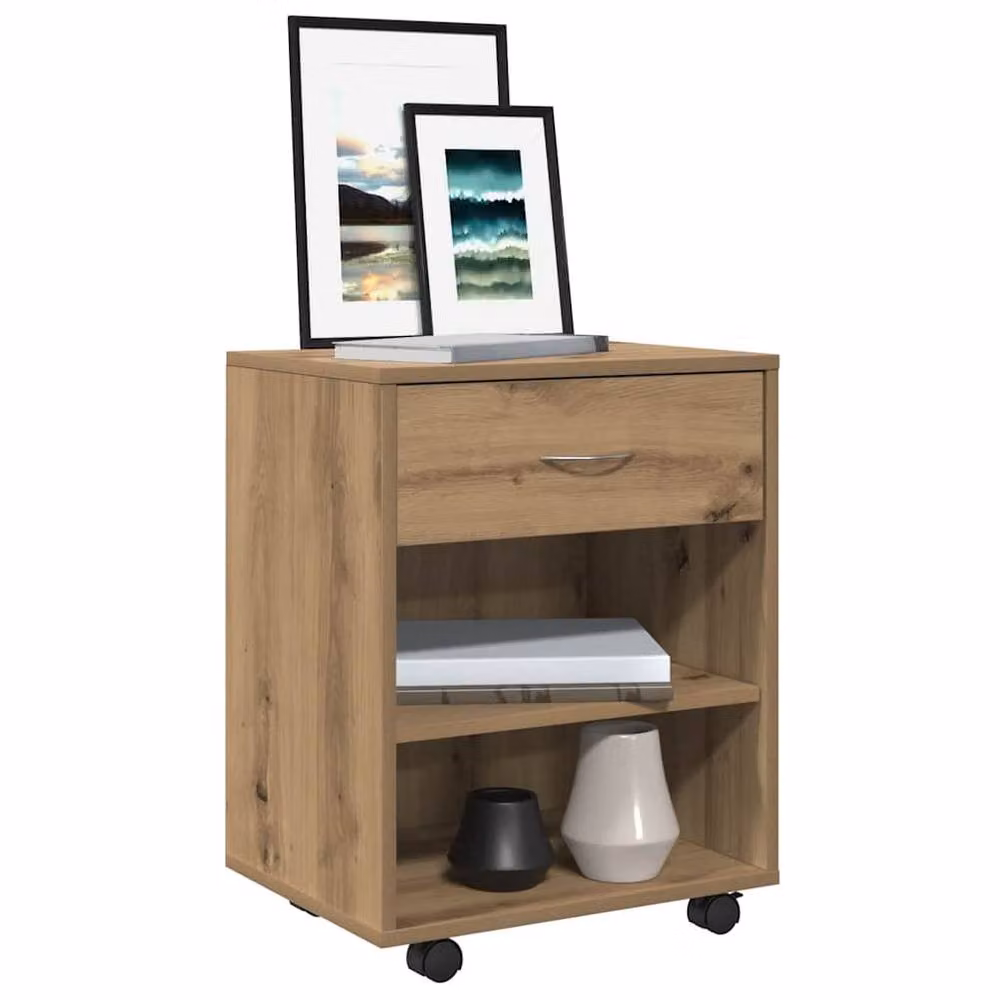 Berkfield Home Artisan Oak Rolling Cabinet in Brown, W/D/H: 46 x 36 x 59 cm – 2