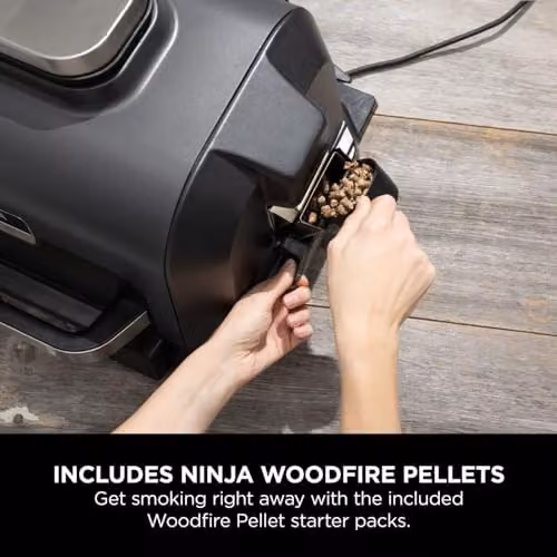 Ninja Woodfire Pro XL Electric BBQ Grill and Smoker with Digital Probe, Grey and Black – 12