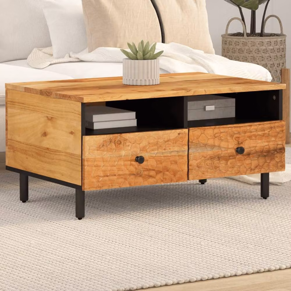 Berkfield Home Acacia Wood Coffee Table in Brown, W: 80 cm, D: 54 cm, H: 40 cm – 2