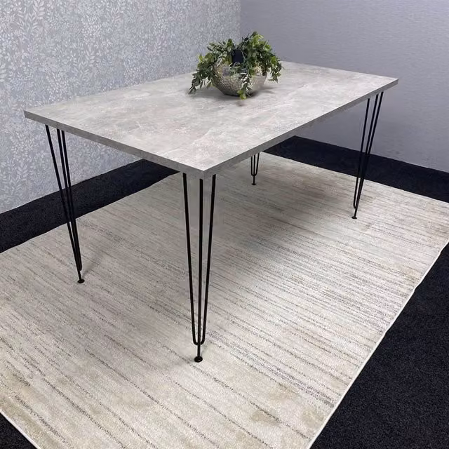 KOSY KOALA Modern Grey Rectangular Dining Table with Black Metal Hairpin Legs, W/D/H: 77 x 77 x 75 cm – 1