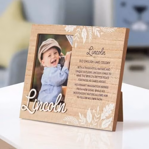 History & Heraldry Pre-personalised Lincoln Child's Rectangular Wood Picture Frame in Brown – 1