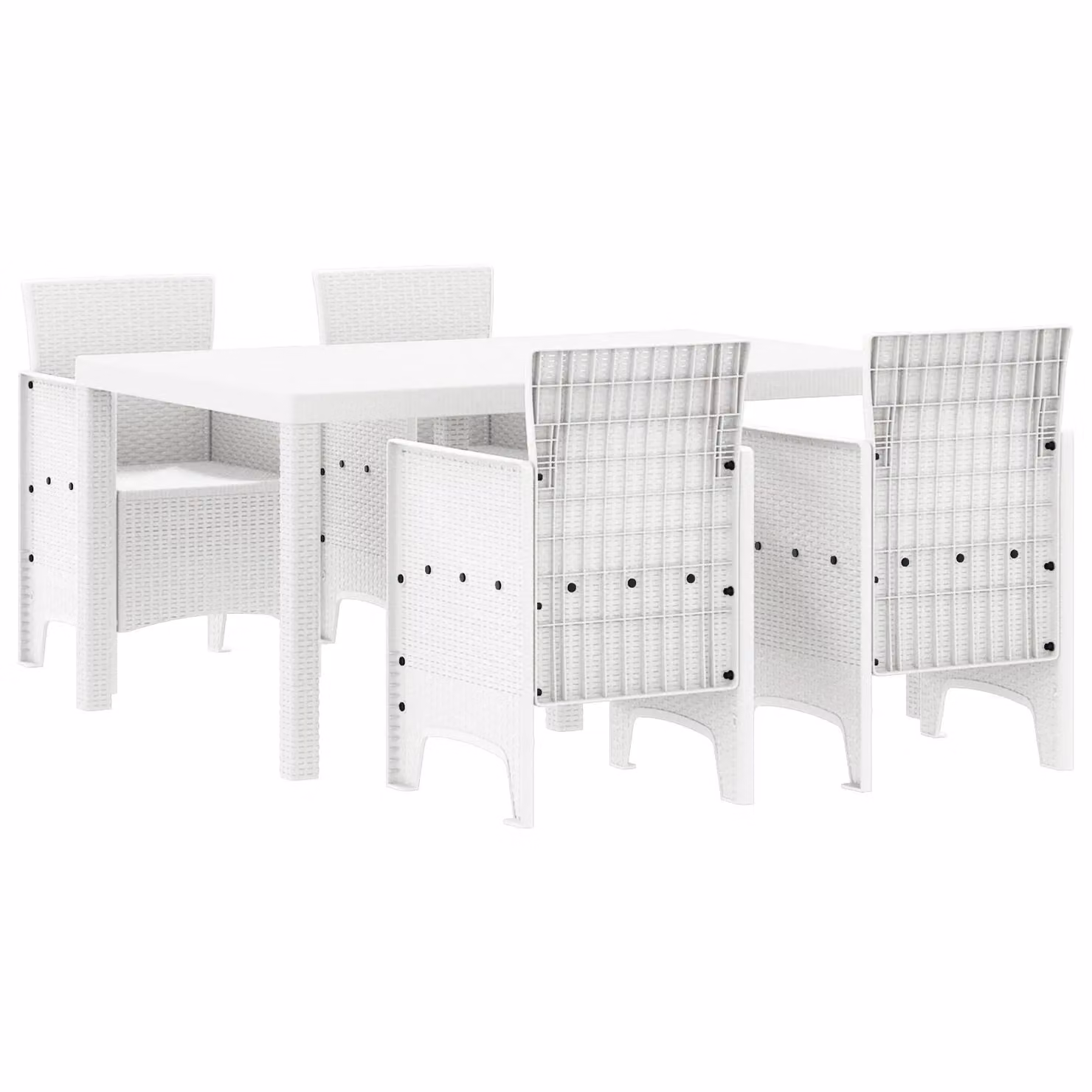 Berkfield Home 5 Piece White Poly Rattan Garden Dining Set – 2