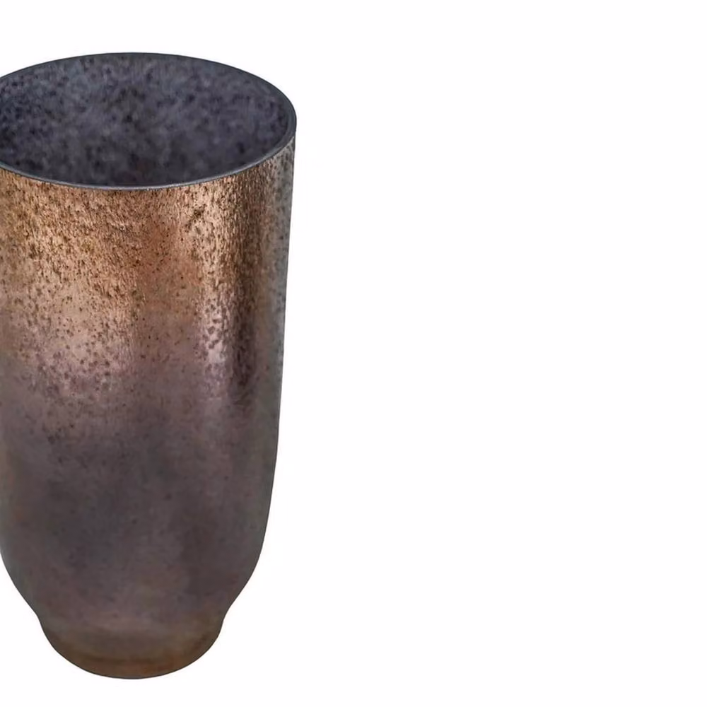 Lemon Pavilion Opulent Metallic Tall Glass Vase in Gold and Brown, W: 16 cm, D: 16 cm, H: 32.5 cm – 3