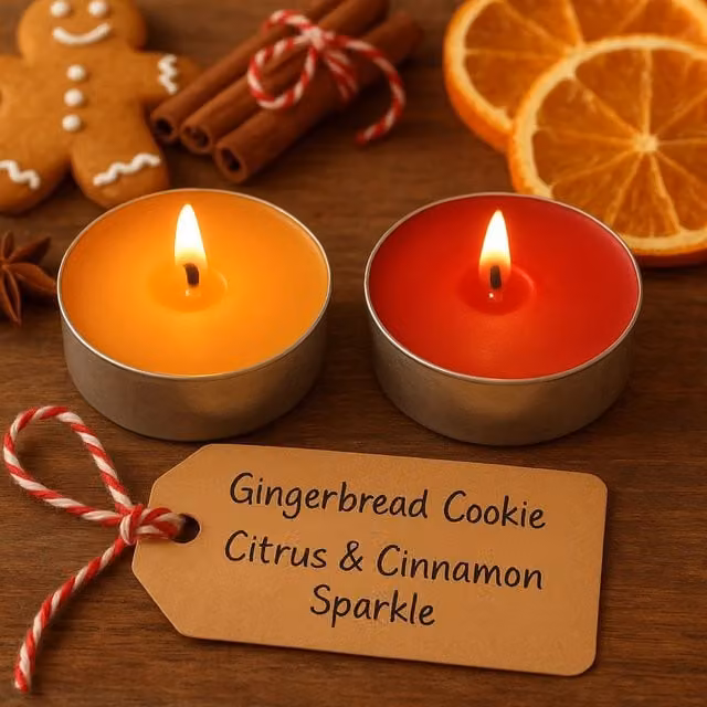 Pan Aroma 24 Christmas Scented Tealights in Gingerbread, Citrus and Cinnamon, Red and Orange