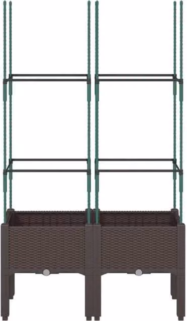 Berkfield Home Garden Planter with Trellis in Brown, W: 80 cm, D: 40 cm, H: 142.5 cm – 1