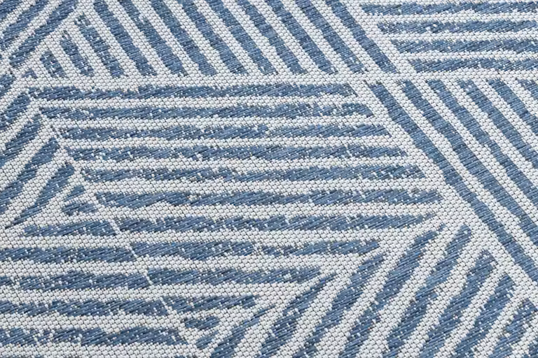 RugsX Flat Weave Polypropylene Rectangular Rug in Beige and Blue, W: 80 cm, L: 150 cm