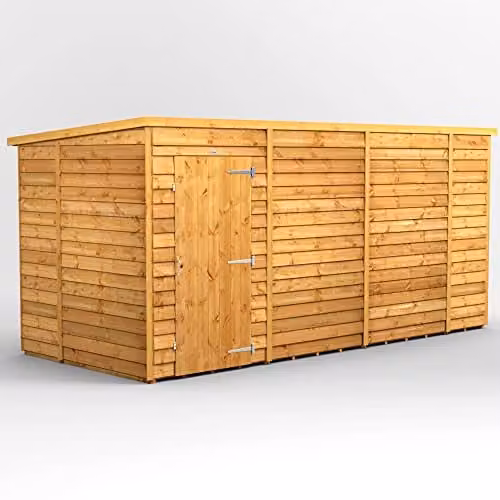 Powersheds Premium Pent Overlap Wooden Shed in Brown, Windowless, with 10 mm Extra Thick Timber – 1