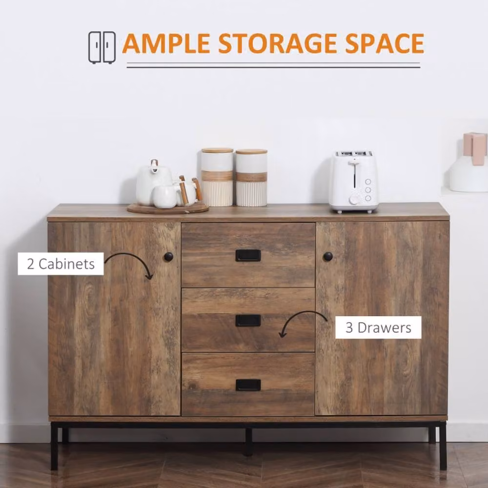 STILVORA Rustic Brown Wooden Sideboard Storage Unit – 3