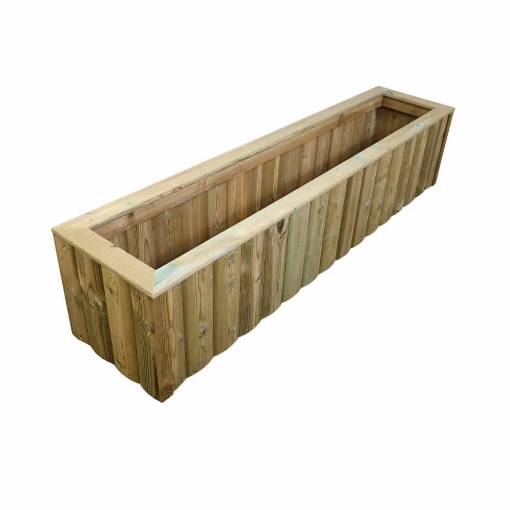 Churnet Valley Garden Furniture Ltd Log Lap Wooden Planter Trough, Pressure Treated, Brown, Pack of 2, W: 120 cm, H: 40 cm, D: 20 cm – 2
