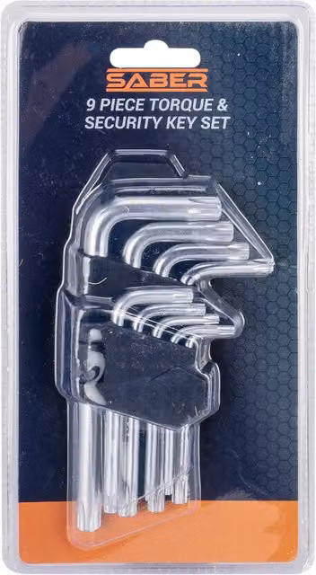 Saber Steel Torque and Security Key Set in Silver