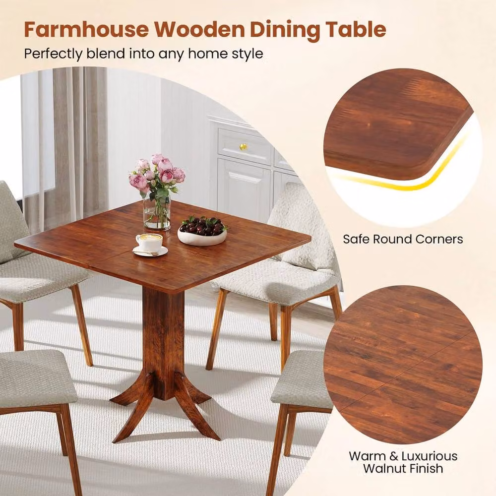 KORVIXA Farmhouse Pedestal Round Dining Table in Brown – 2