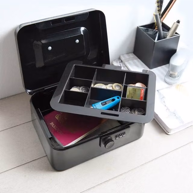 Clarsen Steel Cash Box with 3 Digit Combination Lock in Black – 1
