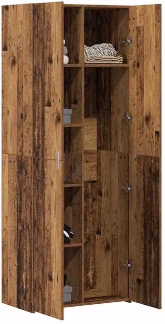 Berkfield Home Highboard in Old Wood Brown, W/D/H: 70 x 42.5 x 185 cm