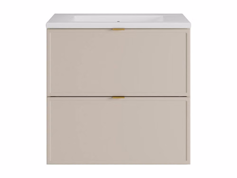 Vente-unique Wall-Mounted Bathroom Vanity Unit with Inset Basin, Beige, Width: 60 cm – 2