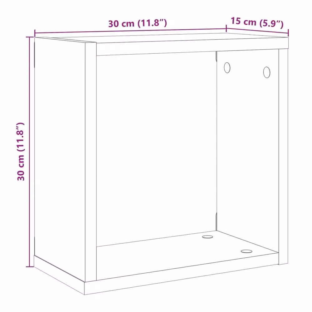 Berkfield Home Wall Mounted Cube Shelves, 6 Piece Set in Old Wood Brown, W/D/H: 30 x 15 x 30 cm – 4