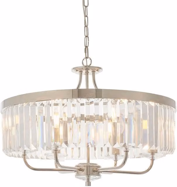 Loops Silver and Transparent Glass 6-Bulb Ceiling Chandelier Pendant Light