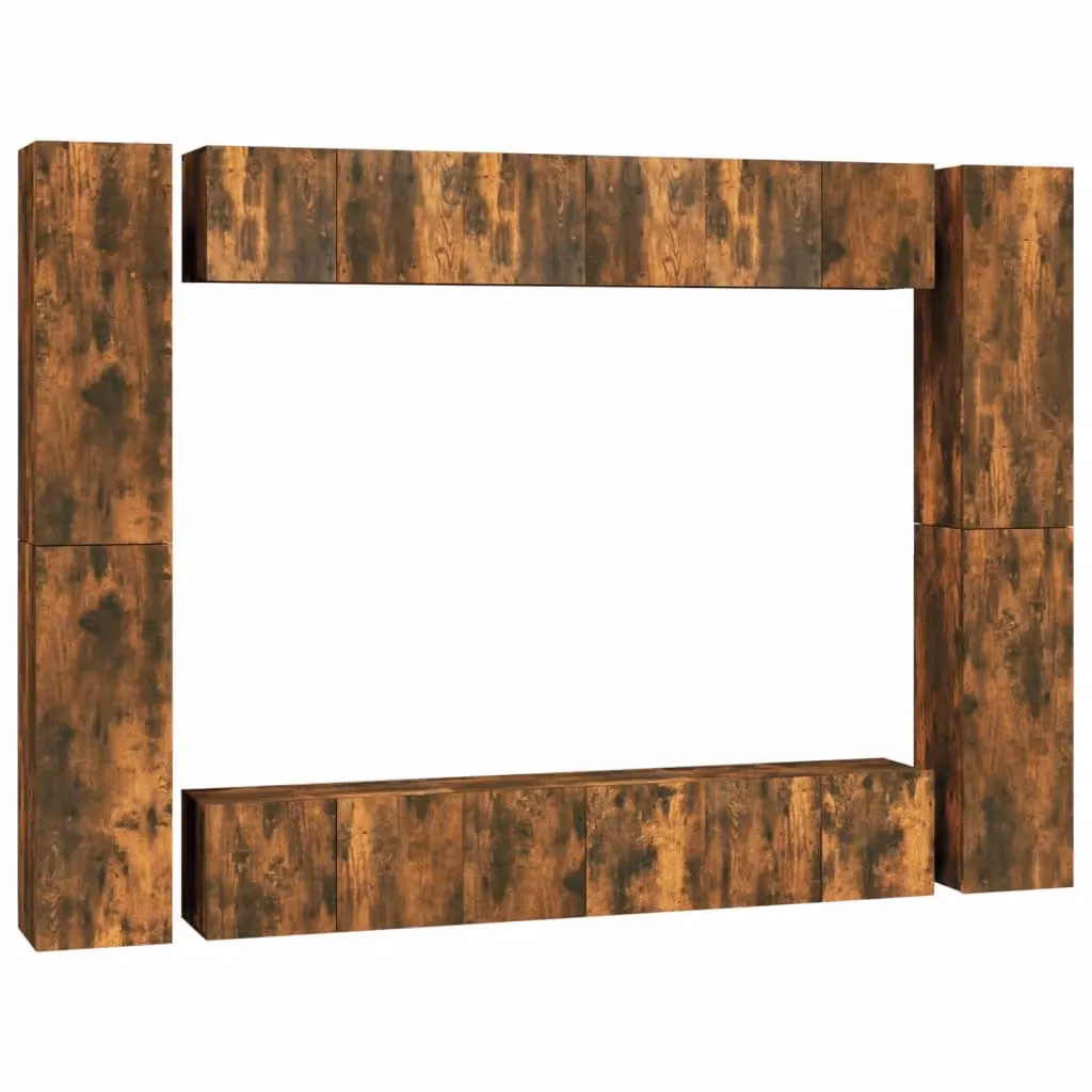 Berkfield Home 10 Piece Smoked Oak TV Cabinet Set in Brown – 2