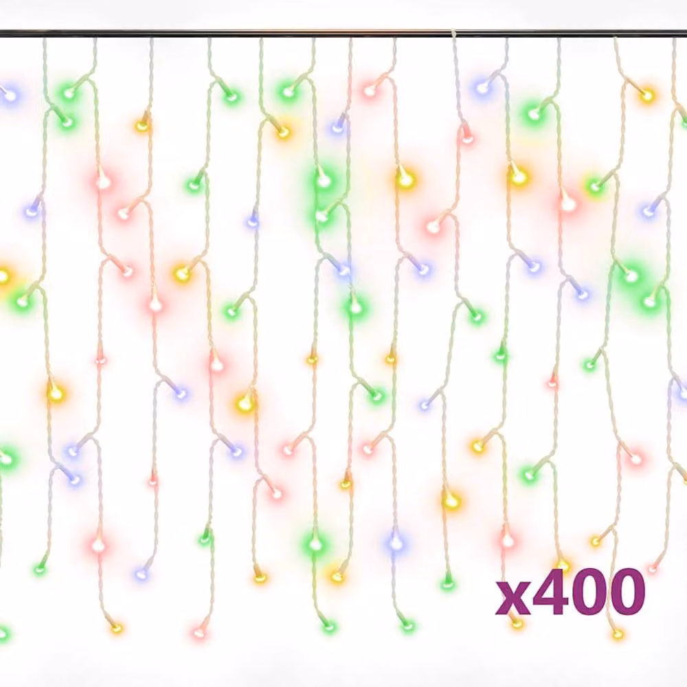 Berkfield Home LED Curtain Icicle Lights, 400 Multicolour LEDs, 10m USB Powered – 2