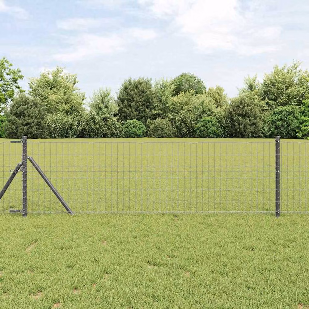 Berkfield Home Modern Euro Steel Fence in Grey, 0.4 x 50 m – 2