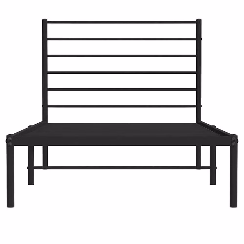 Berkfield Home Metal Bed Frame with Headboard in Black, W: 107 cm, H: 112 cm, D: 203 cm – 3