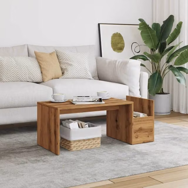 Berkfield Home Artisan Oak Coffee Table in Brown, W/D/H: 90 x 45 x 35 cm – 1