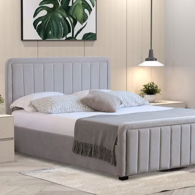 Comfy Living Brushed Velvet Ottoman Bed Frame with Lift Up Base, Grey, 180 x 200 cm