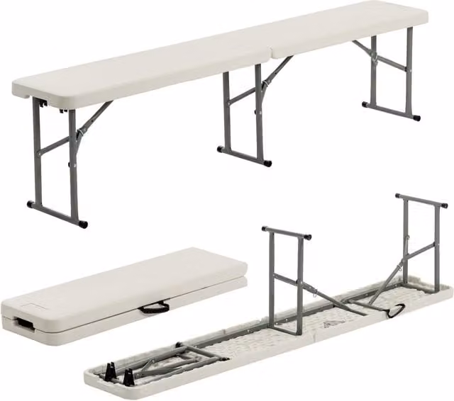 Harbour Housewares Folding Trestle Bench, 4 Person, 180cm, White