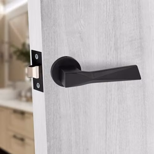 Golden Grace Aura Round Rose Door Handles in Matt Black – 3