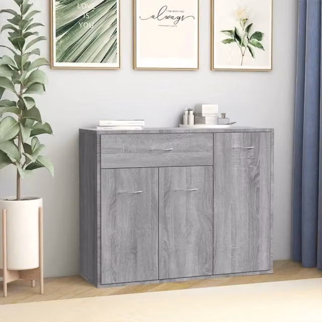Berkfield Home Grey Sonoma Sideboard in Engineered Wood, W: 88 cm, D: 30 cm, H: 70 cm