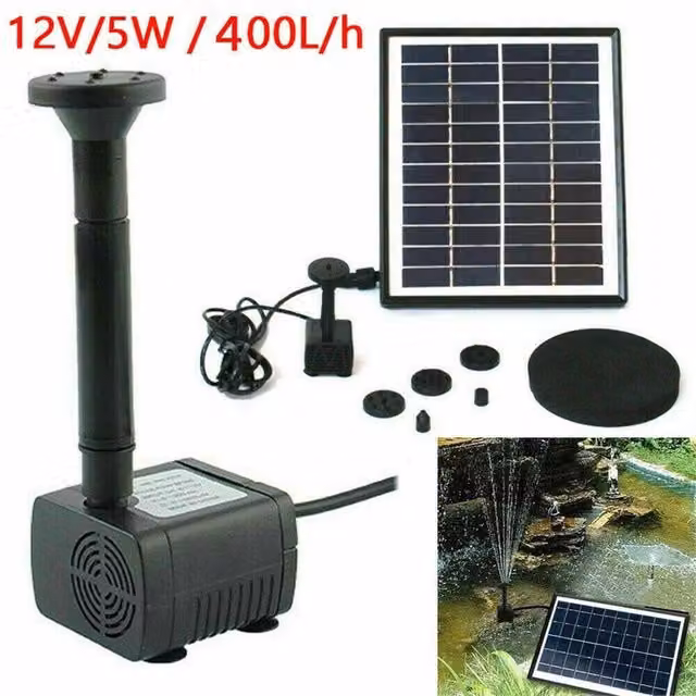 SPETLEK 5.0W Solar Fountain Pump for Garden Ponds, Pools and Aquariums in Black – 1