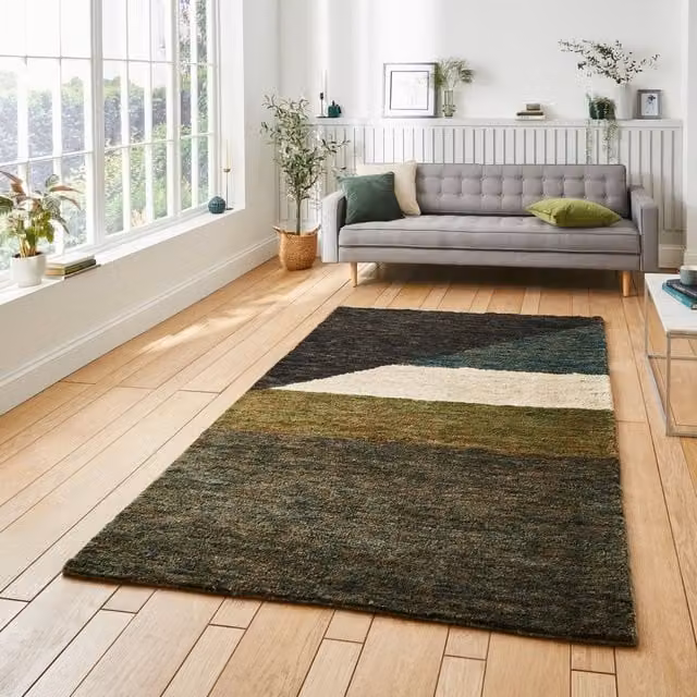 The Rug Shop UK Multi Handmade Modern Abstract Hemp Easy To Clean Area Rug, Multicolour, W: 150 cm, D: 230 cm – 1