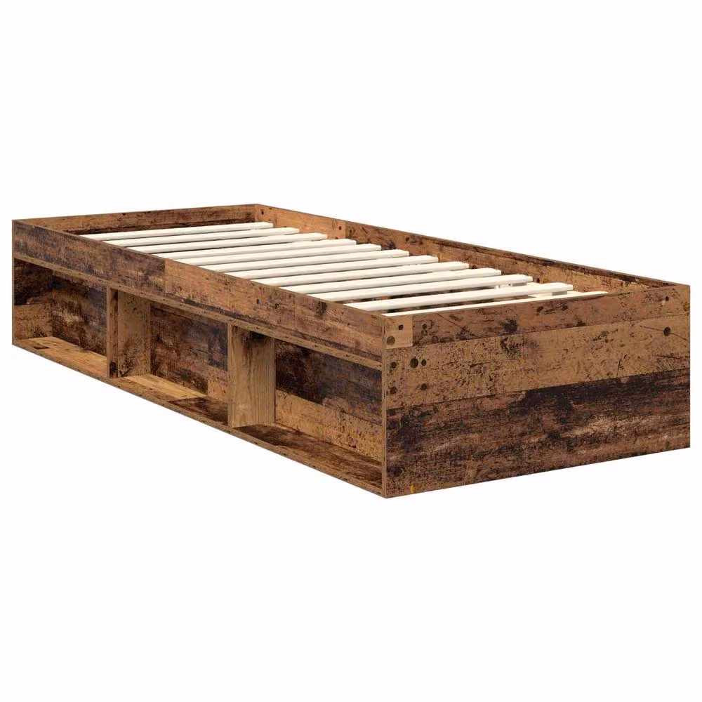 Berkfield Home Bed Frame with Headboard in Old Wood Brown, Solid Pine Wood, W: 75 cm, L: 190 cm – 3