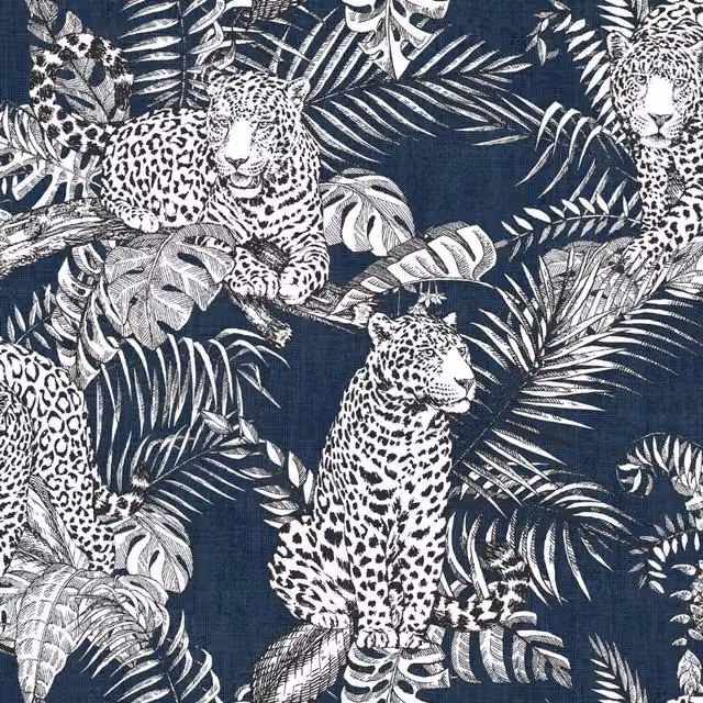 Muriva Mamboa Leopard Blue Animal Print Matt Wallpaper Roll