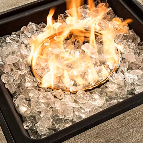 Teamson Home Clear and Yellow Tempered Glass Lava Rocks for Outdoor Gas Fire Pits, 4 kg – 2