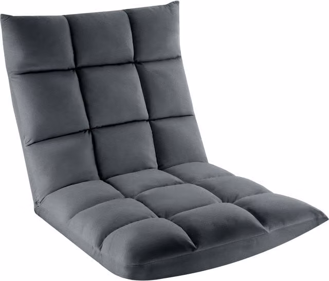 tectake Snooze Recliner TV Chair in Grey Velvet Fabric with Metal Frame – 1