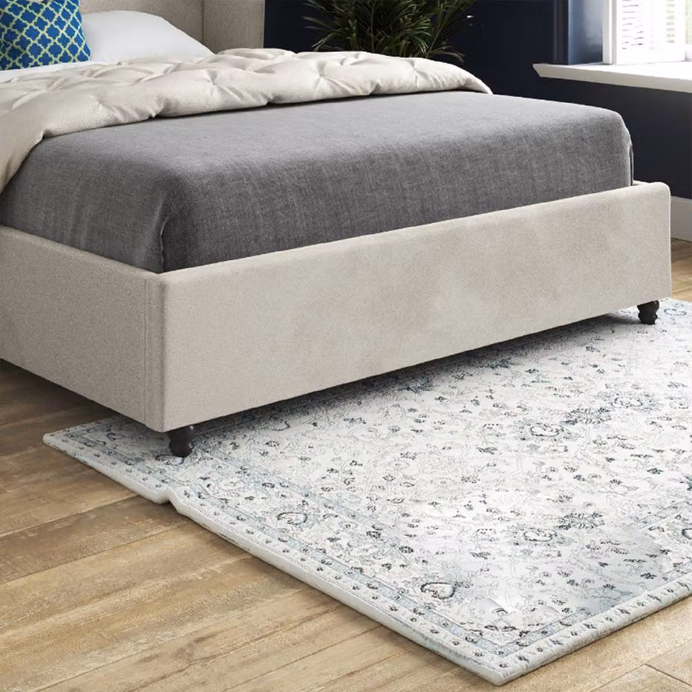 Casani Tissington Small Single Curved Winged Designer Bed Frame in Beige Soft Velvet – 4