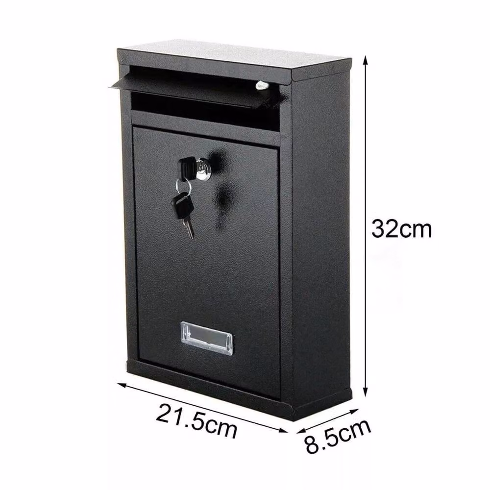 FLAVORA Secure Wall Mounted Steel Post Box, Black, H 32.0 cm x W 32.0 cm x D 9.0 cm – 2