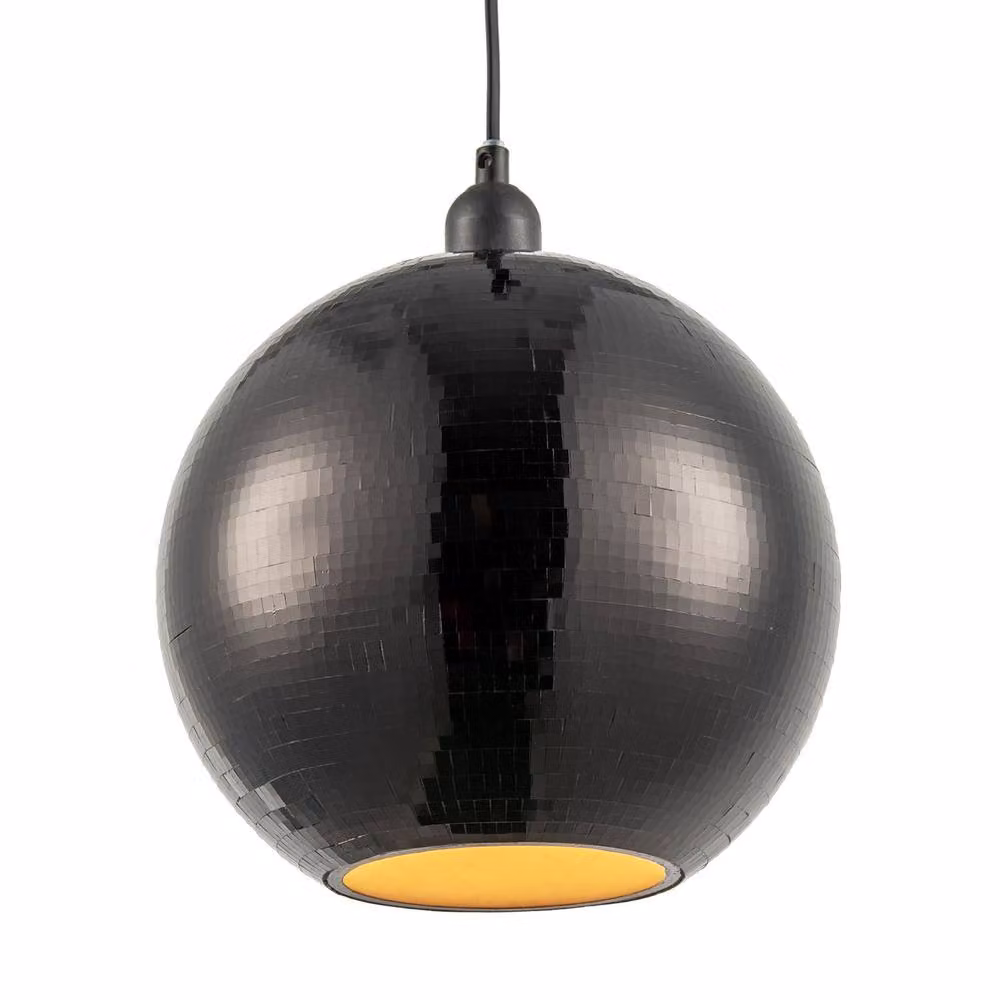 Happy Homewares Shiny Disco Mosaic Ball Pendant Shade in Black, Diameter: 25 cm – 2
