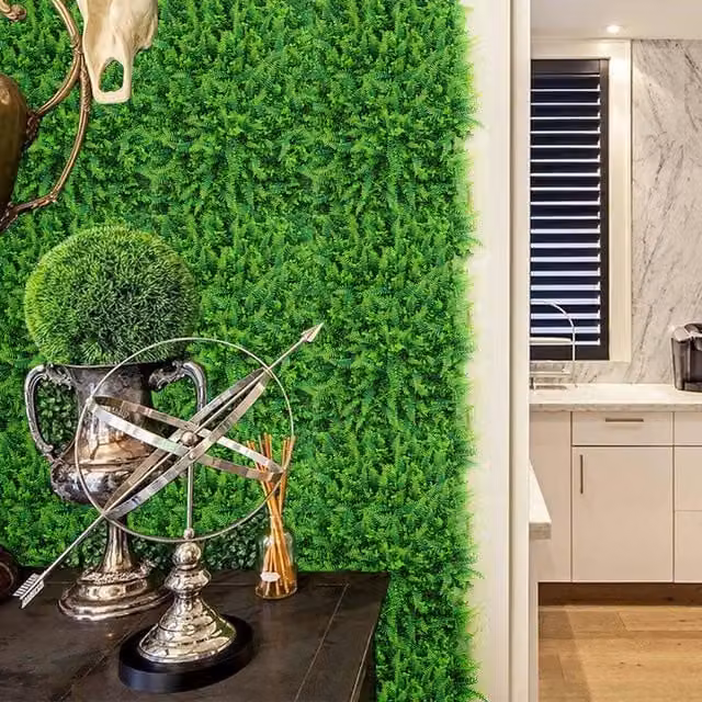Livingandhome Eucalyptus Artificial Grass Screening Wall in Green