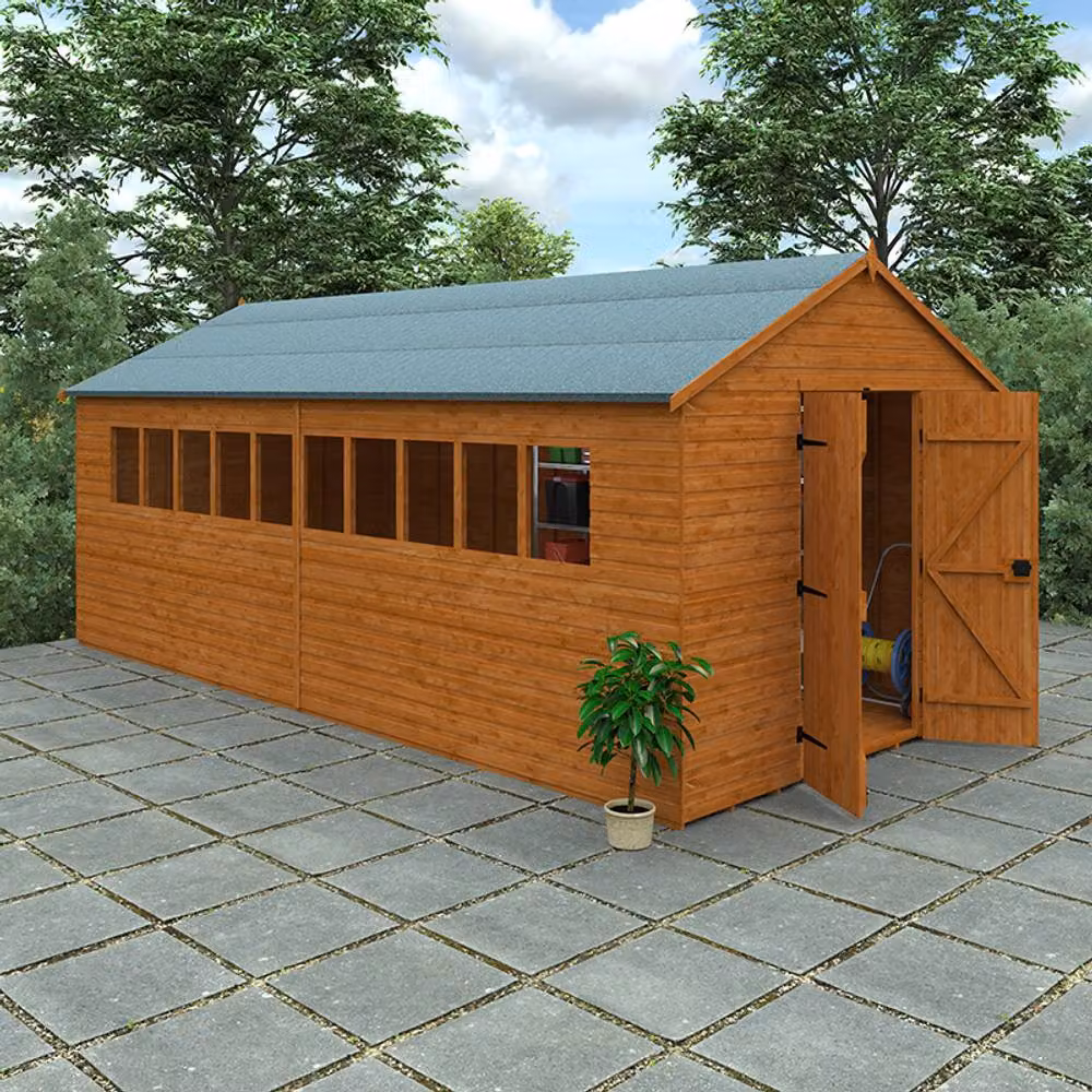 Buttercup Farm XL Workshop 12mm Wood Shed in Burnt Orange, W/D/H: 295 x 595 x 268.5 cm – 3