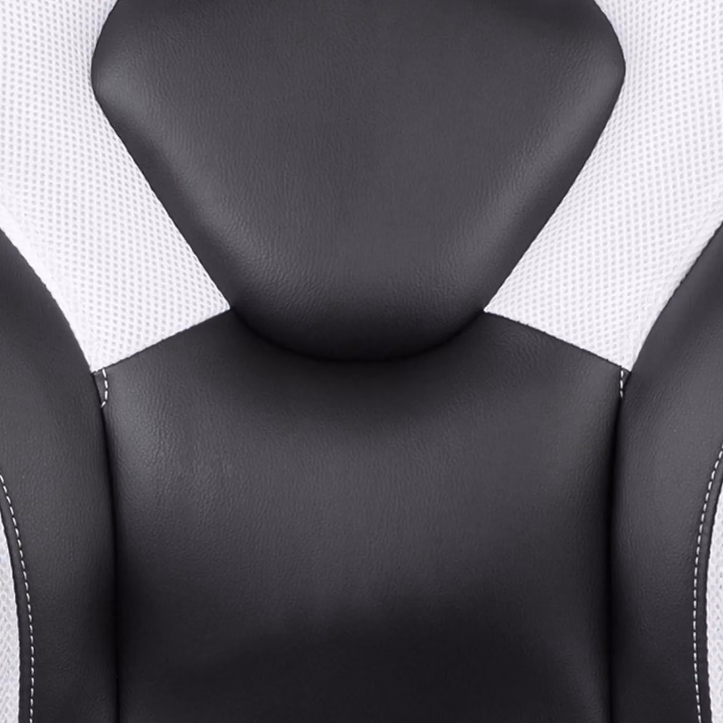 FWStyle Black and White Faux Leather Racer Style Deluxe Gaming Chair with Armrests – 4