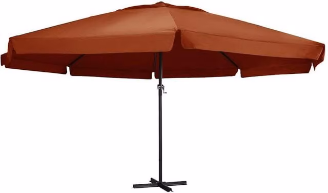 Berkfield Home Garden Parasol with Aluminium Pole, Brown Terracotta, Diameter: 600 cm, Height: 330 cm