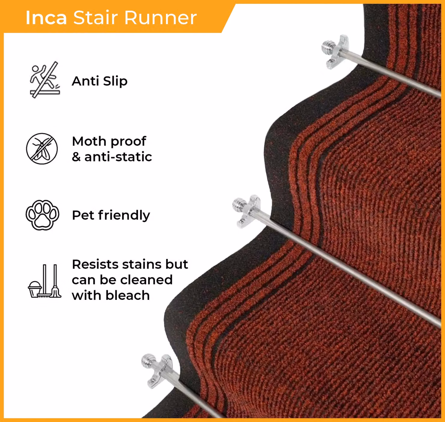 runrug Blue Inca Stair Carpet Runner W: 80 cm, L: 720 cm – 3