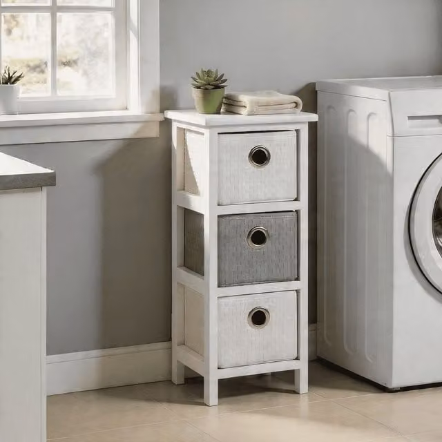 Home Source 3 Drawer Wooden Hallway Storage Chest in White – 1