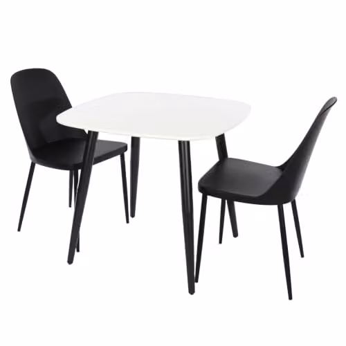 Core Products Aspen White Square Table and 2 Black Duo Chairs Set – 1