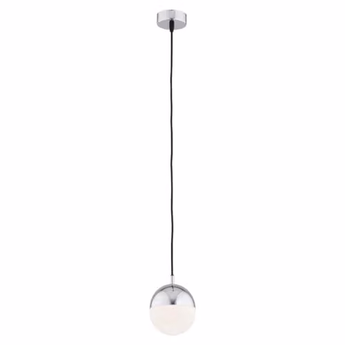 Netlighting Livia Sphere Pendant Light in Grey and Chrome with 12 cm Opal Matt Glass Globe, IP44